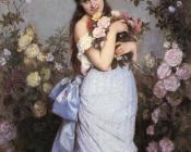 奥古斯特托尔穆奇 - A Young Woman in a Rose Garden